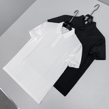 2026夏季新款烧花纯色商务冰丝无痕POLO衫翻领短袖3003-P93挂白，男装T恤，钱塘6023