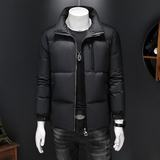 2025微落肩加厚皮拼接男士90白鸭绒羽绒服9821-P320假模，男装羽绒服，钱塘6023