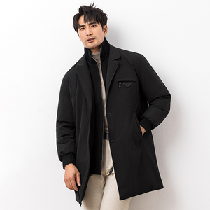 25新款西装领针织拼接可脱卸假两件羽绒服90白鸭绒9829-P365大叔图片