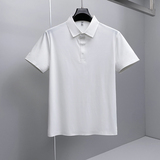 2026夏季新款烧花纯色商务冰丝无痕POLO衫翻领短袖3003-P93挂白，男装T恤，钱塘6023