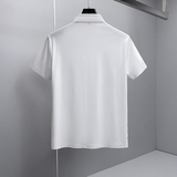 2026夏季新款烧花纯色商务冰丝无痕POLO衫翻领短袖3003-P93挂白，男装T恤，钱塘6023