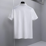 肌理感翻领2026夏季老钱新款拼接商务冰丝修身POLO衫D818-P78挂白，男装Polo衫，钱塘6023