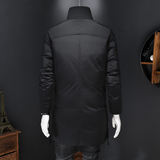 主推2025商务加厚新款男士中长款90白鸭绒羽绒服9818-P355假模，男装羽绒服，钱塘6023