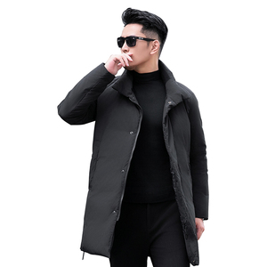 主推2024商务加厚新款男士中长款90白鸭绒羽绒服9818-P355模特图片