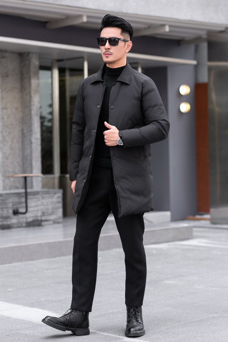 2024商务加厚新款男士中长款90白鸭绒羽绒服9819-P345模特,男装羽绒服,钱塘6023