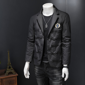 2024冬季新款西装领刺男士90白鸭绒羽绒服8896-P245有视频假模图片