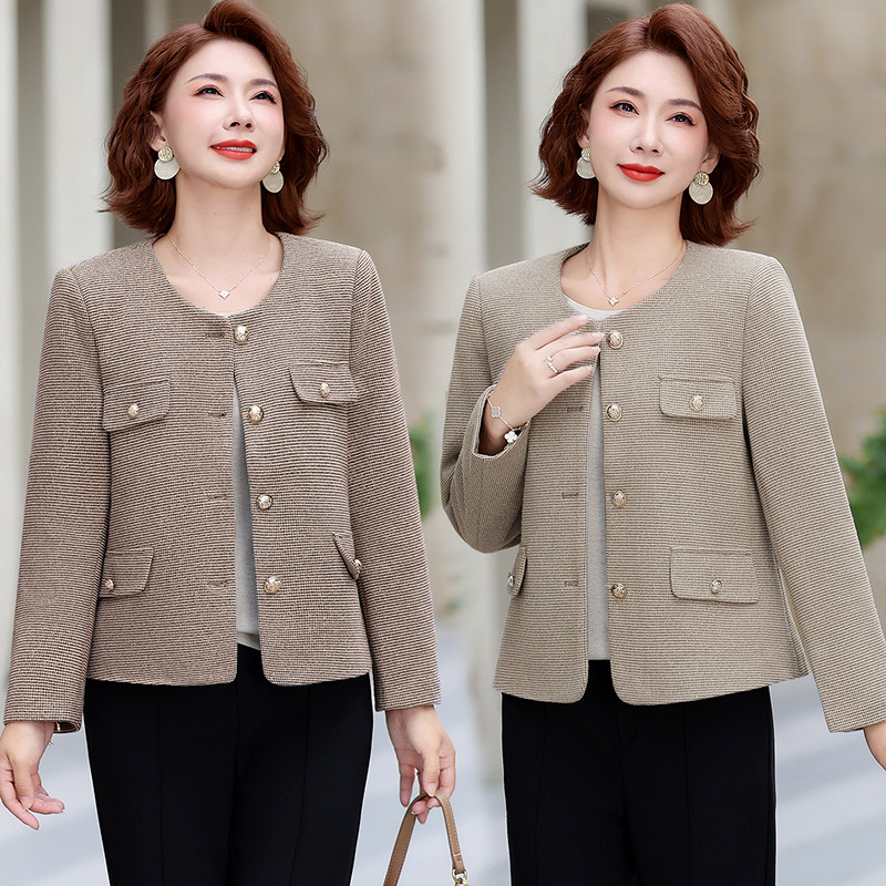 2026春秋中老年小香风短款外套女妈妈装圆领单排扣洋气时尚上衣1,女装/女士精品,中老年女装,淘宝优惠券,粉丝福利购,淘宝优惠卷