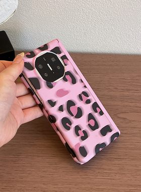 适用于华为matex6手机壳OPPOfindN5/N3高级感粉色豹纹荣耀magicV5大折叠屏vivoXfold5/fold3肤感硬壳全包中轴