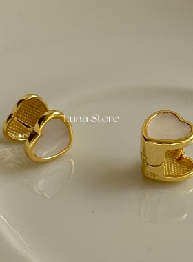 925纯银通勤复古爱心耳环女新款ins法式轻奢高级感18k金耳扣耳坠