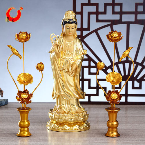 鎏金佛前的莲花供佛花仿真花莲花