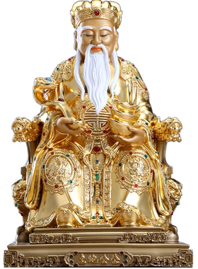 铜贴金镶宝土地公公土地婆婆