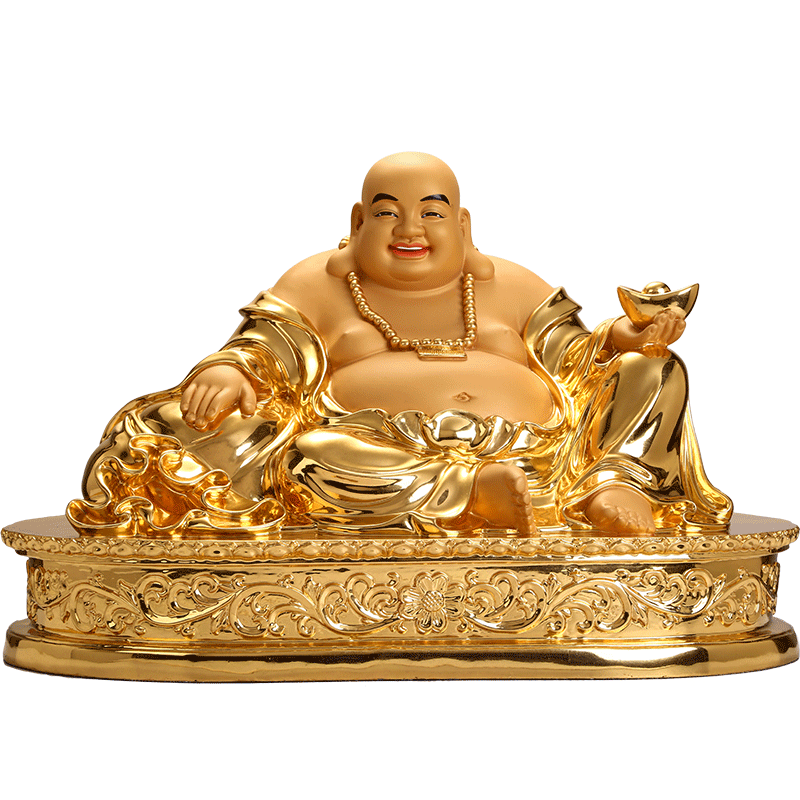 铜贴金笑佛像大肚弥勒佛摆件