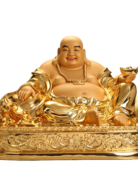 铜贴金笑佛像大肚弥勒佛摆件