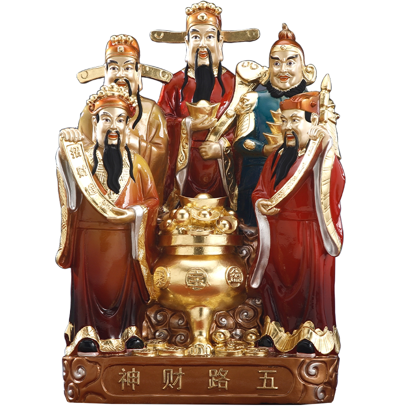铜贴金五路财神摆件赵公明神像