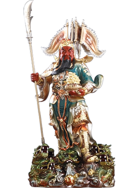 立刀令旗聚宝关公关二爷雕像铜彩