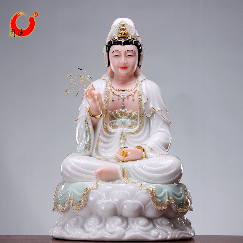汉白玉供奉观世音菩萨圆通佛具