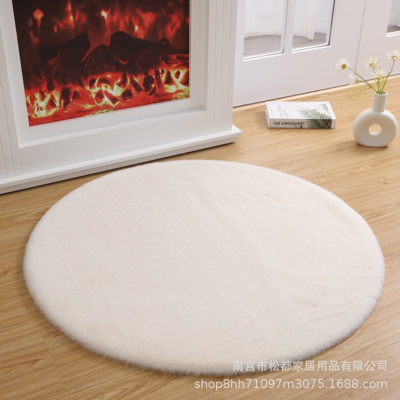 仿兔毛毛绒圆形地毯客厅卧室阳台床边毯梳妆台凳子垫圆垫