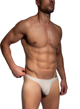 MANSTORE 性感哑光仿皮丁字内裤 立体囊袋奢华丝滑低腰 2-12800