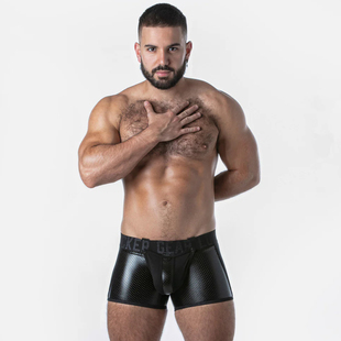 LOCKER GEAR 拆卸拉链平角内裤 透气仿皮网眼性感低腰运动 LK0127