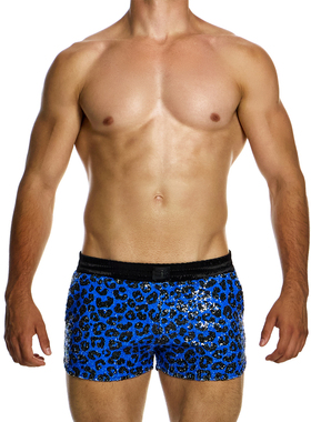 MODUS VIVENDI 奢华亮片撞色豹纹低腰男士三分休闲短裤 15461