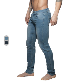 ADDICTED 低腰拉链设计修身紧身经典直筒男士牛仔长裤 AD636