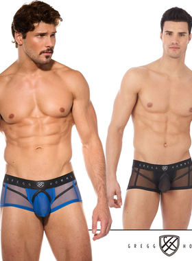 GREGG HOMME 立体囊袋吊环网纱透视低腰性感男士平角内裤140005