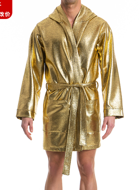 MODUS VIVENDI 金属光泽编织修身奢华性感舒适连帽男士浴袍16751