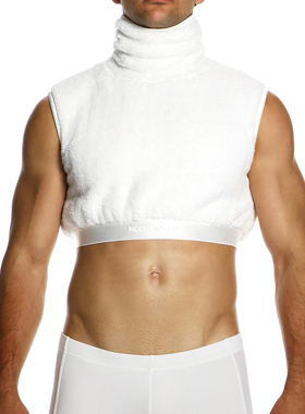 MODUS VIVENDI 柔软舒适人造皮毛翻领男士无袖露脐T恤 17431