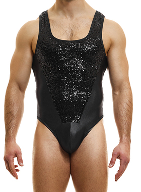 MODUS VIVENDI 修身奢华闪耀亮片柔软舒适男士连体丁字内裤20381