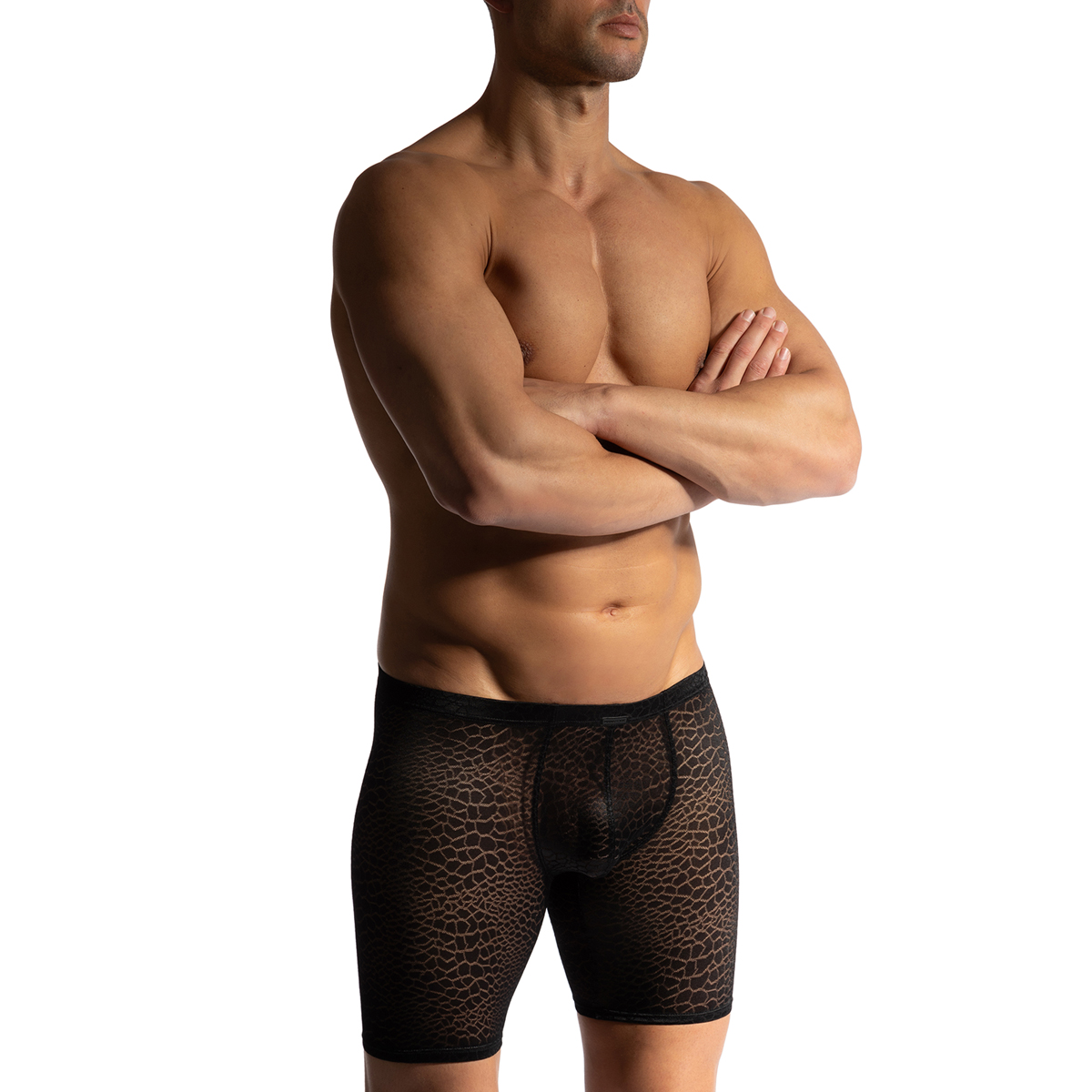 MANSTORE 透视男士角内裤 蛇纹豹纹性感低腰柔软舒适 2-12722