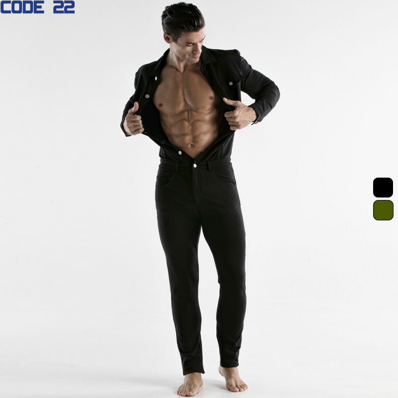 code22柔软透气纽扣连体青年长裤