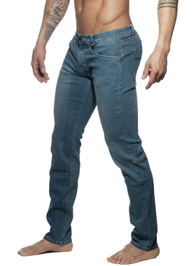 ADDICTED 低腰拉链修身紧身经典直筒臀垫男士牛仔长裤 AD804