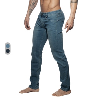 ADDICTED 低腰拉链修身紧身经典直筒臀垫男士牛仔长裤 AD804