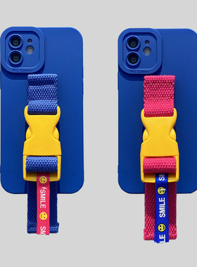 撞色克莱因蓝色适用荣耀magic4/3手机壳支架腕带荣耀50/60prox30