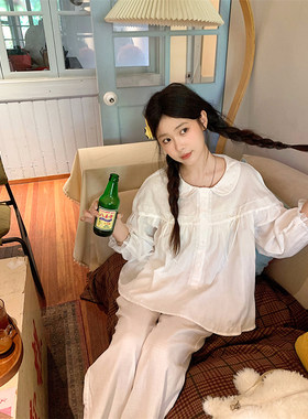公主风纯棉纱布睡衣女娃娃领长袖