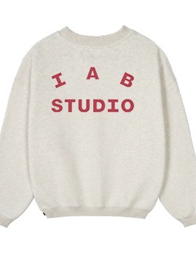 韩国IAB STUDIO加绒男女通用高品质秋冬卫衣长袖套头外套