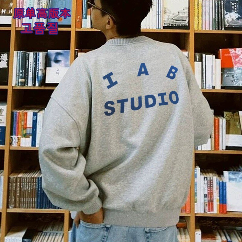 IAB STUDIO高品质100%韩国韩潮纯棉秋冬男女通用套头卫衣