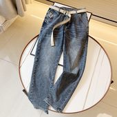 赠送腰带 春季 新款 简约百搭 男复古酵洗弹力磨白直筒休闲牛仔裤