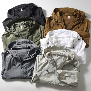 机能户外男轻薄透气连帽皮肤衣 微皱肌理 凉感防晒科技 UPF50