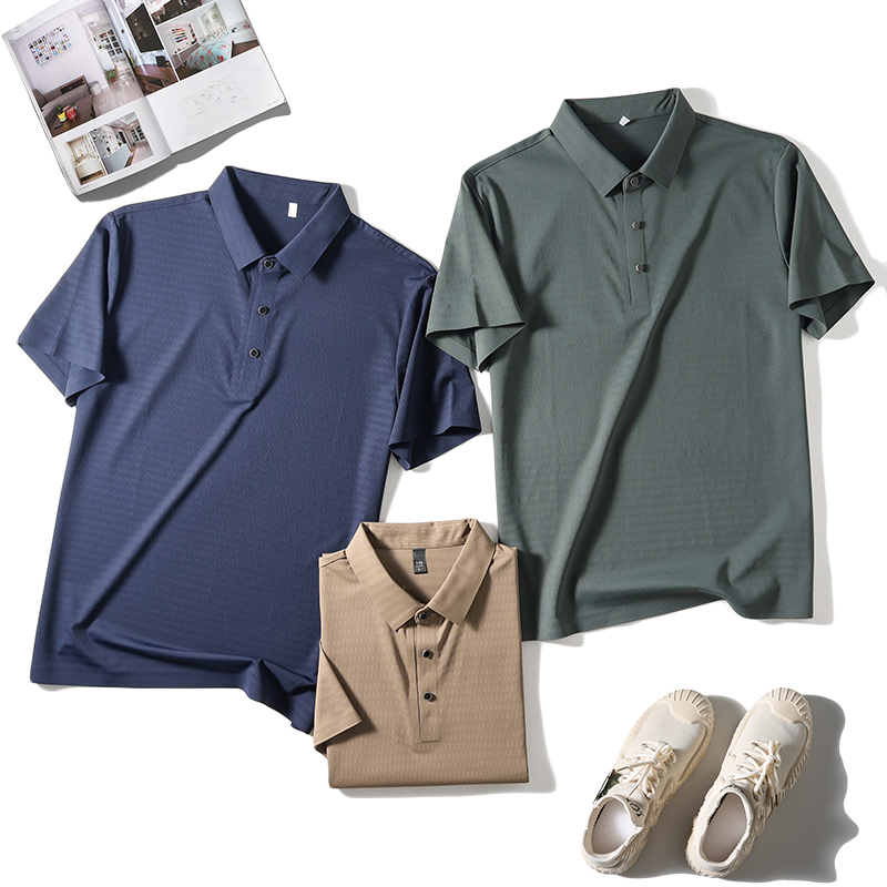 提花针织肌理压胶商务短袖Polo衫