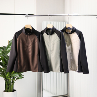 立领撞色插肩袖 摇粒绒面料 男女情侣款 春季 保暖外套潮 轻盈柔暖