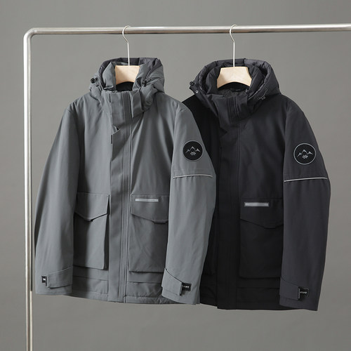 80白鹅绒御寒保暖防风连帽羽绒服