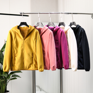 秋冬女锁温抗寒连帽抓绒衣 仿羊羔绒内里 厚实软糯 蓄热摇粒绒