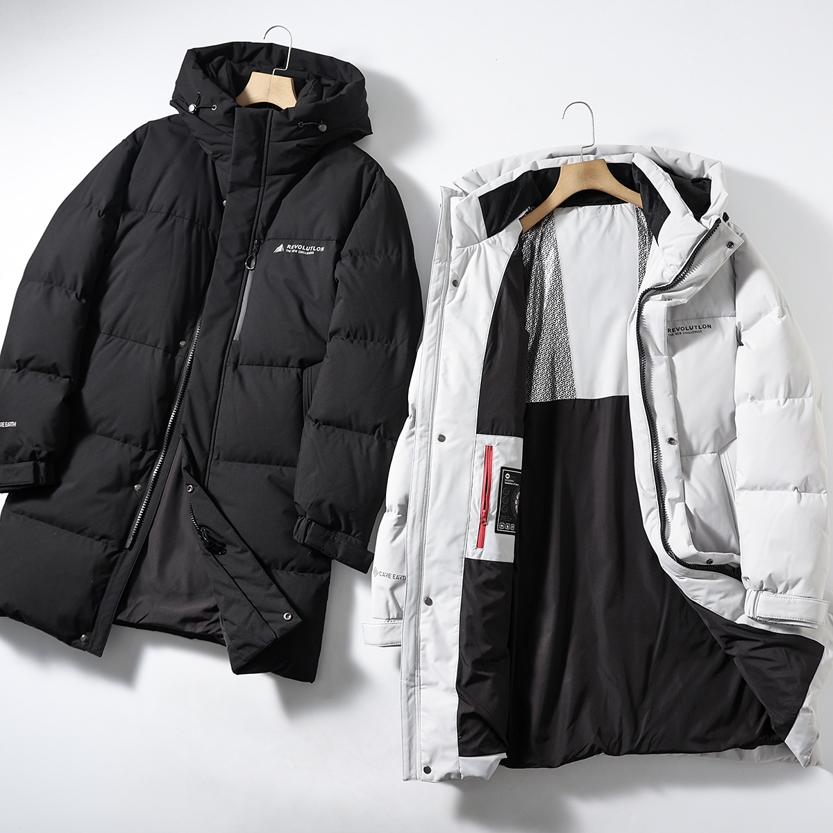 石墨烯热反射中长款保暖羽绒服男