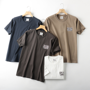 圆领休闲短袖 设计师款 男士 亲肤透气磨毛棉 T恤 精工字母刺绣