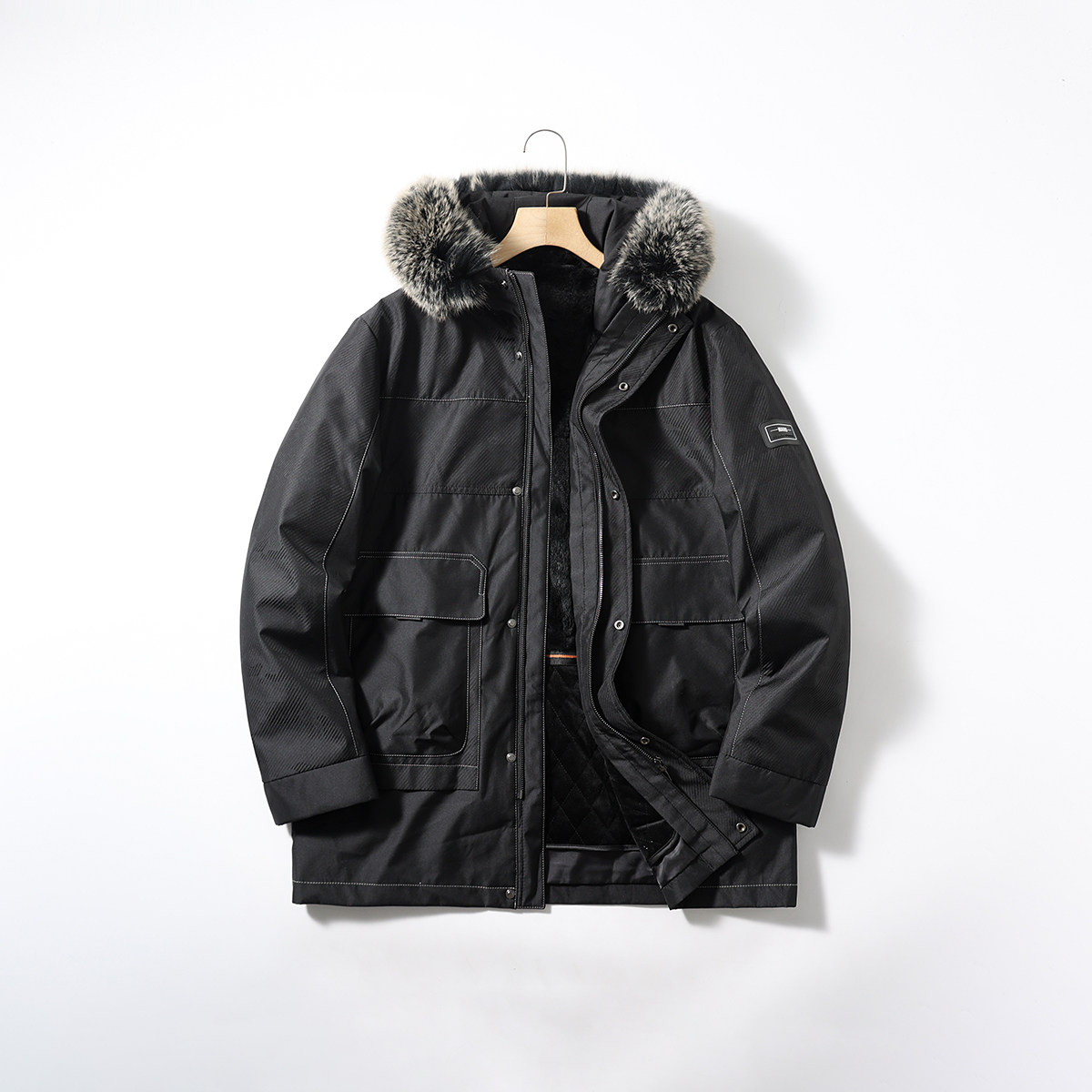 防泼水加厚保暖抗风棉服派克服男