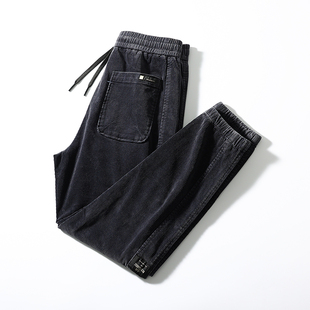 秋冬男松紧腰水洗弹力加厚百搭休闲裤 Jogger束脚裤 复古灯芯绒