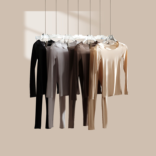无痕玻尿酸美肤衣女款保暖内衣发热打底衫纯色简约家居抑菌防静电