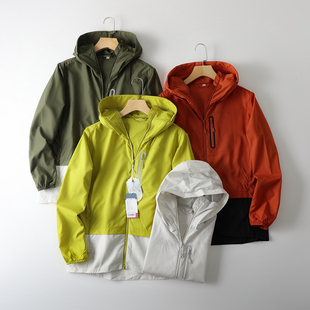 男士 科技防晒 夏季 UPF50 户外连帽拼色皮肤衣夹克潮 冰爽透气