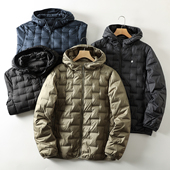 时尚 秋冬男士 连帽全压胶分仓轻盈保暖羽绒服外套 90鸭绒 高端线